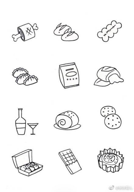食物简笔画素材，收藏起来和孩子一起画着玩儿吧